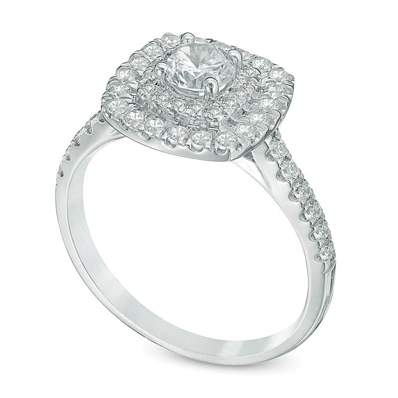 1.0 CT. TW Diamond Double Square Frame Engagement Ring in 14K White Gold