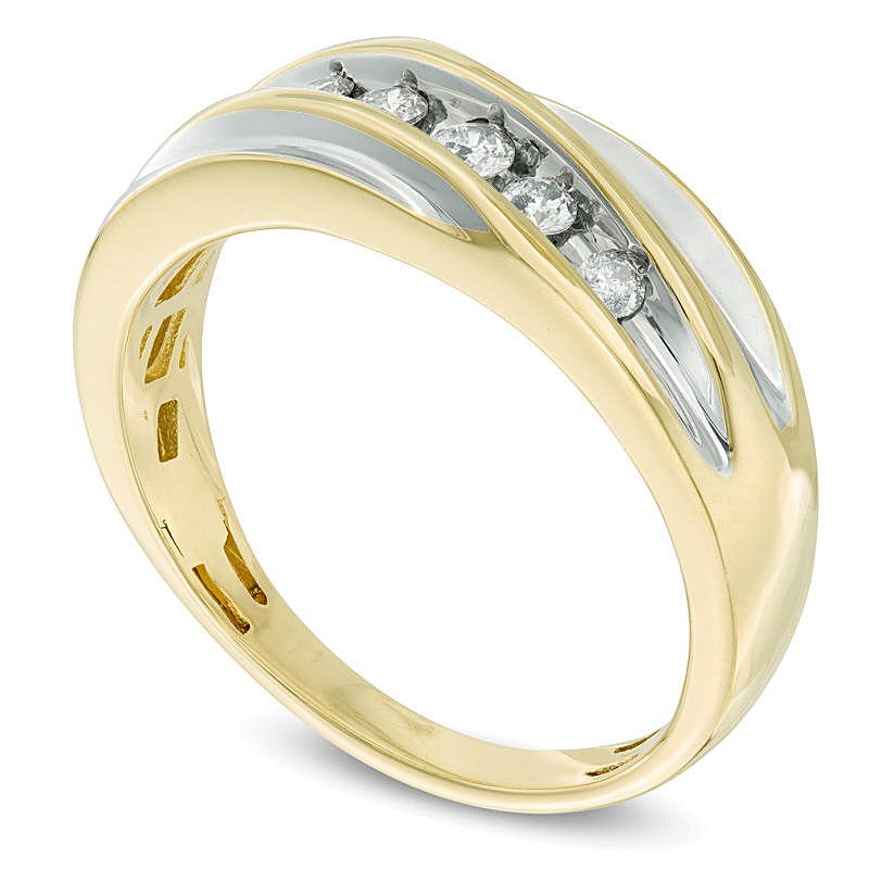 0.25 CT. TW Diamond Five Stone Slant Anniversary Band in 10K Two-Tone Gold