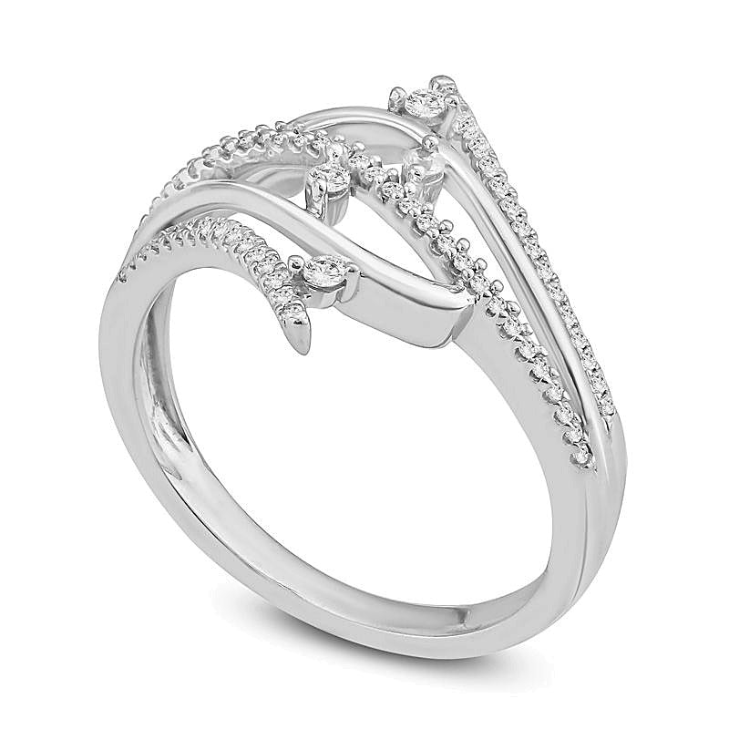 0.25 CT. TW Diamond Bypass Wave Ring in Sterling Silver