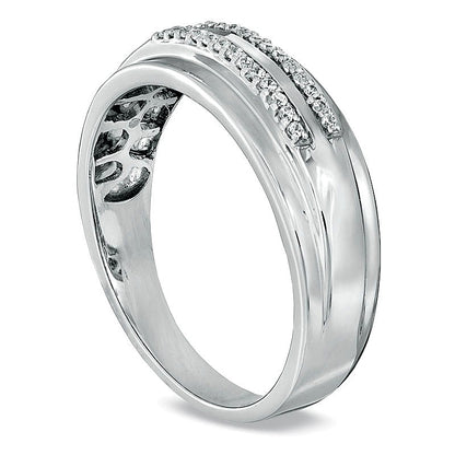 0.1 CT. TW Diamond Double Row Wedding Band in 10K White Gold