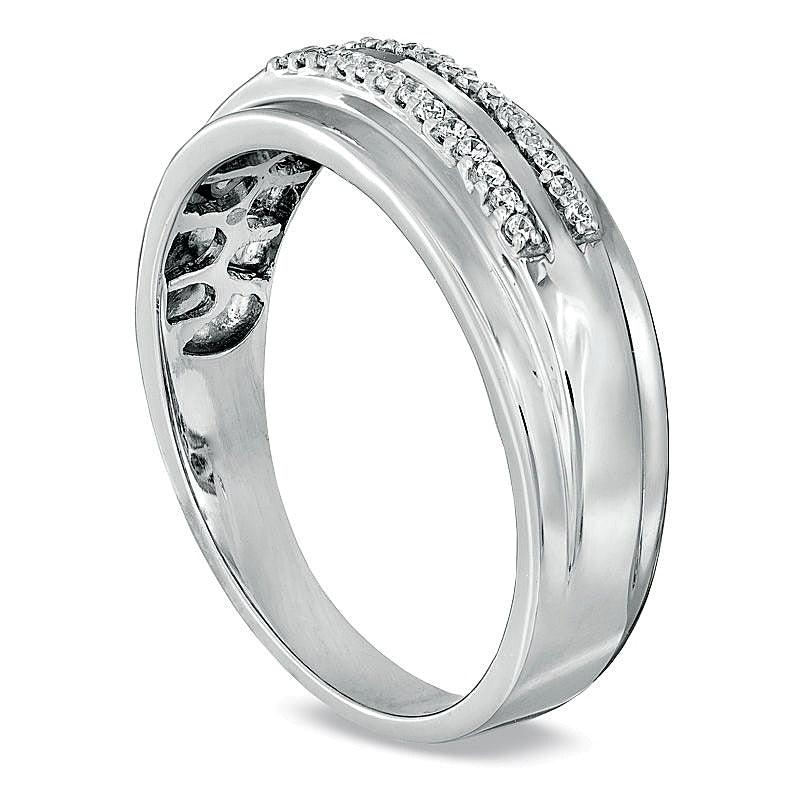0.1 CT. TW Diamond Double Row Wedding Band in 10K White Gold