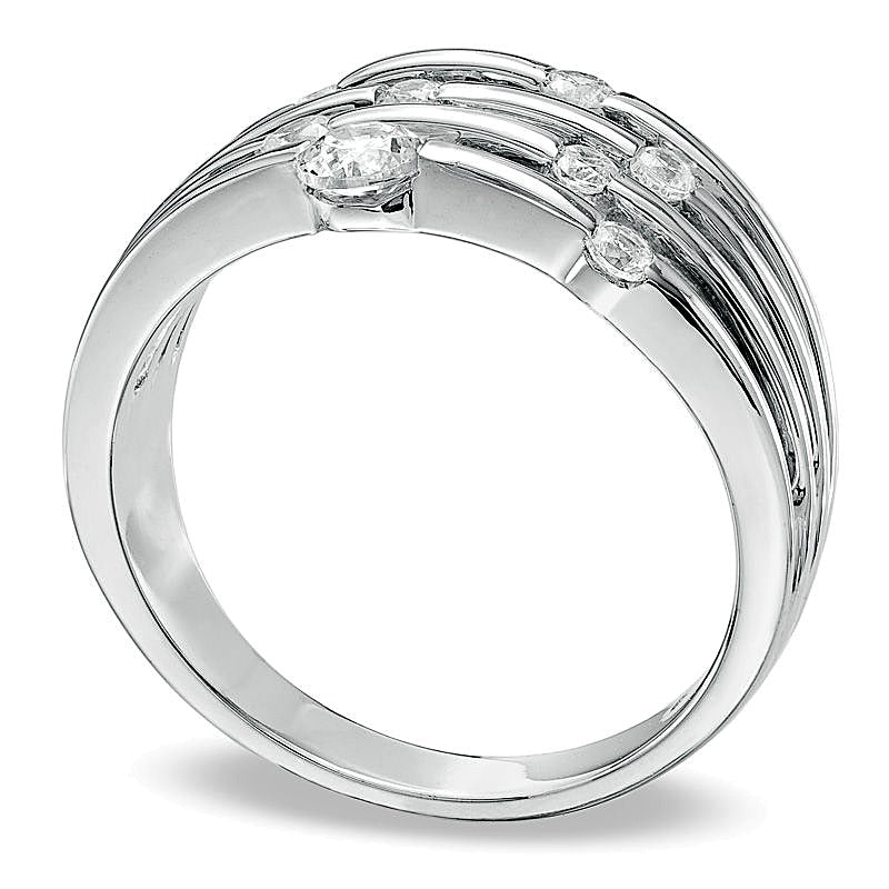 0.5 CT. TW Diamond Orbit Band in 10K White Gold