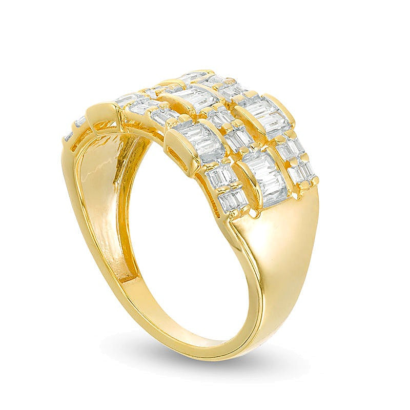 1.0 CT. TW Baguette Diamond Alternating Multi-Row Ring in 14K Gold