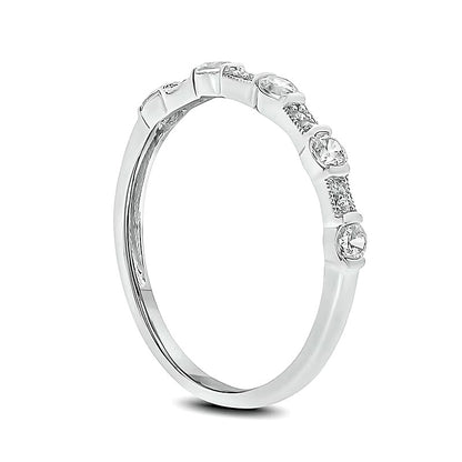 0.33 CT. TW Diamond Vintage-Style Stack Anniversary Band in 10K White Gold