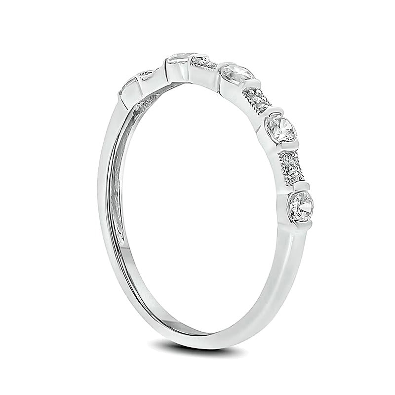 0.33 CT. TW Diamond Vintage-Style Stack Anniversary Band in 10K White Gold