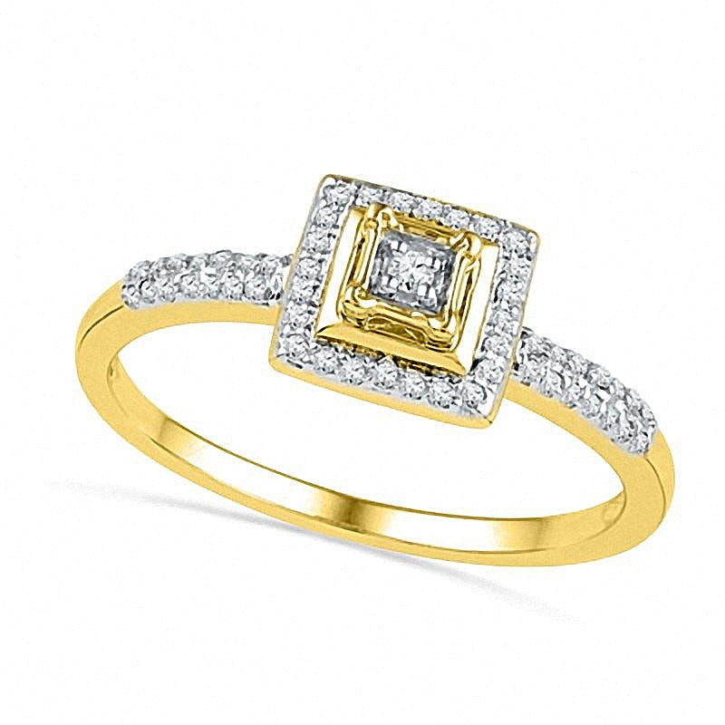 0.25 CT. TW Diamond Square Frame Bridal Set in 10K Gold