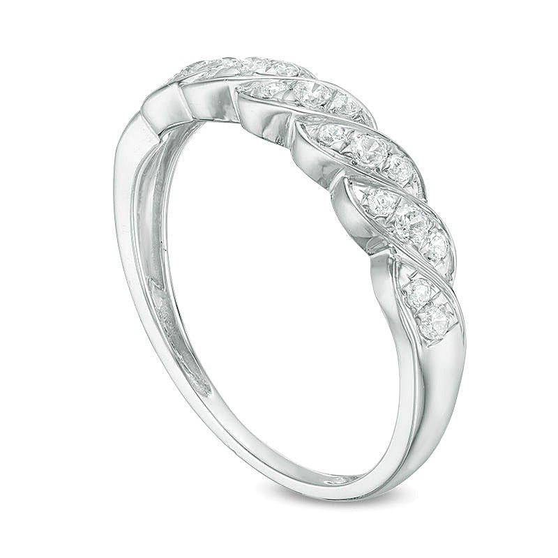 0.25 CT. TW Diamond Twist Wedding Band in 10K White Gold