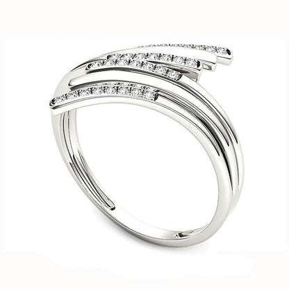 0.1 CT. TW Diamond Bypass Ring in 10K White Gold