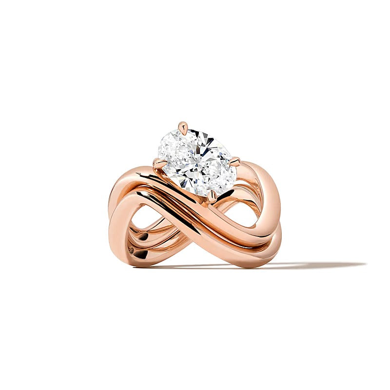 Zales x SHAHLA 2.0 CT. Oval Lab-Grown Diamond Solitaire Infinity Ring in 14K Rose Gold (F/VS2)