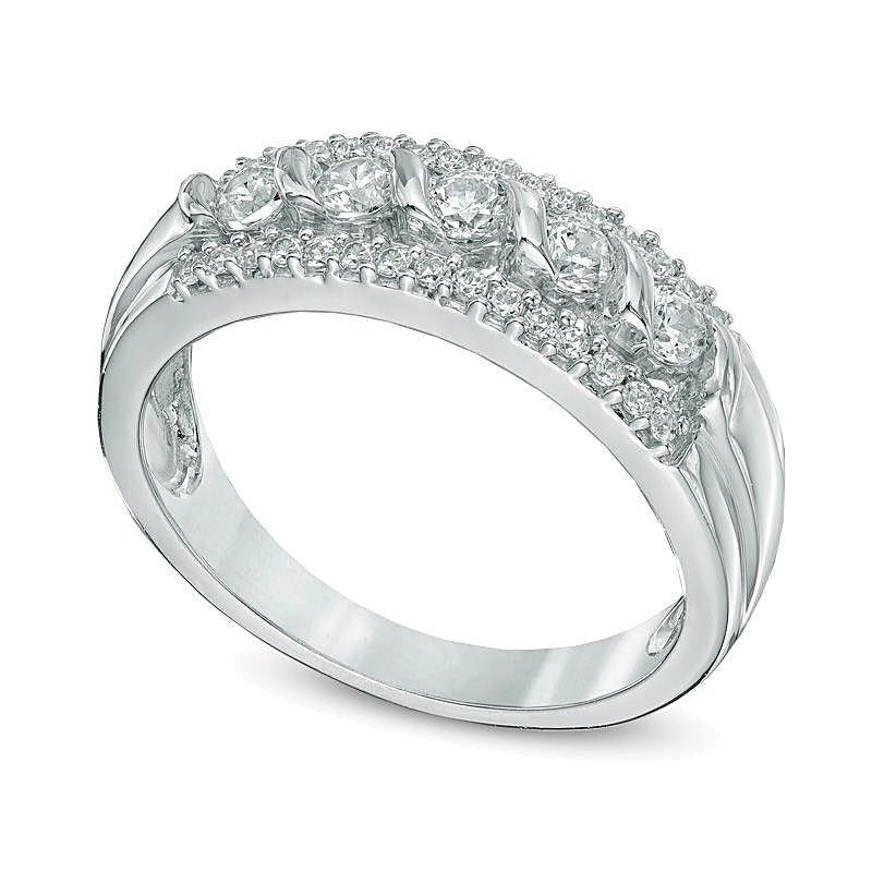 0.5 CT. TW Diamond Five Stone Swirl Band in 10K White Gold