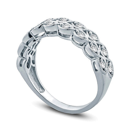 0.33 CT. TW Diamond Twist Double Row Vintage-Style Anniversary Band in Sterling Silver