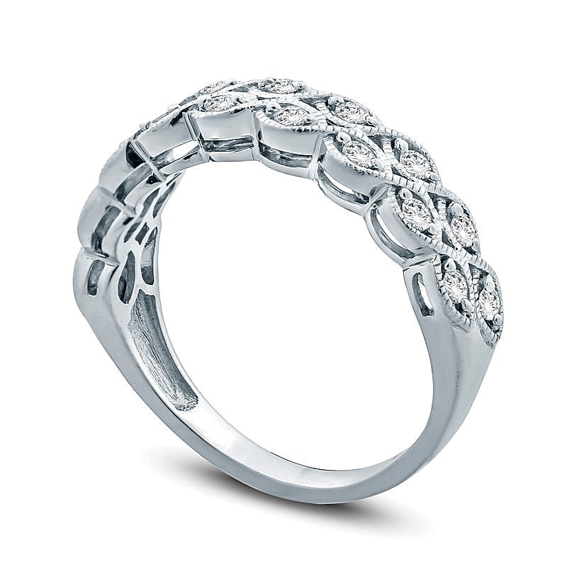 0.33 CT. TW Diamond Twist Double Row Vintage-Style Anniversary Band in Sterling Silver