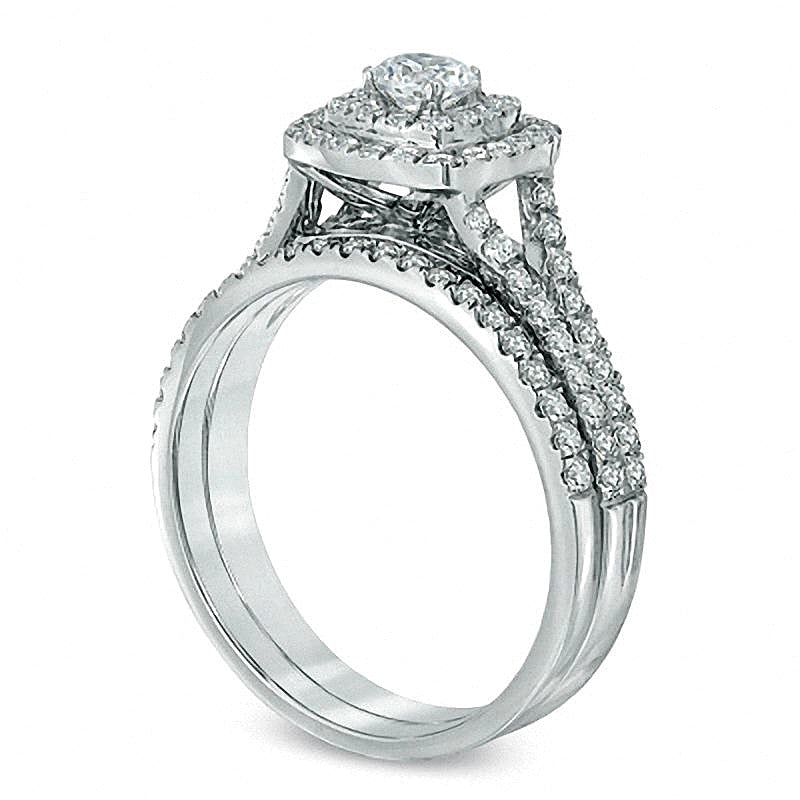 1.0 CT. TW Diamond Frame Bridal Set in 14K White Gold (I/I1)