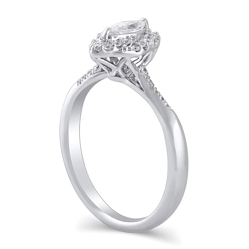 0.5 CT. TW Marquise Diamond Swirl Frame Engagement Ring in 10K White Gold