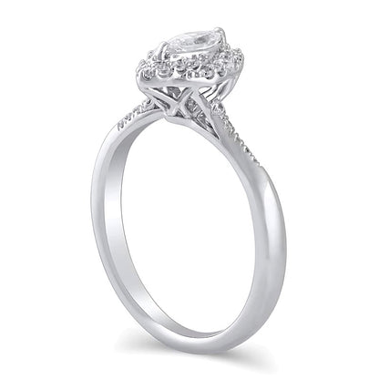 0.5 CT. TW Marquise Diamond Swirl Frame Engagement Ring in 10K White Gold