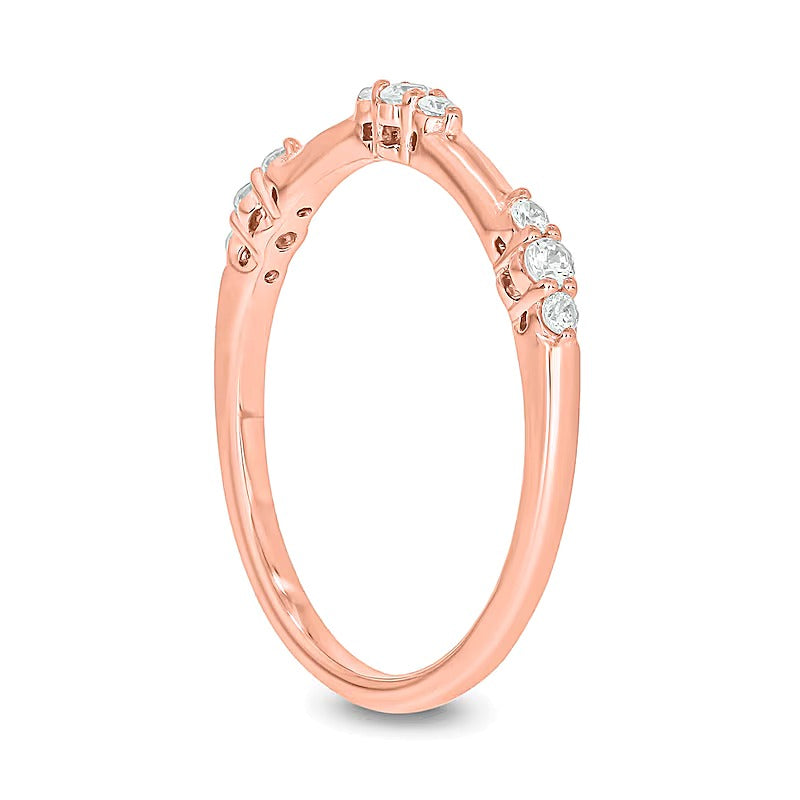 0.17 CT. TW Diamond Bamboo Stackable Band in 10K Rose Gold