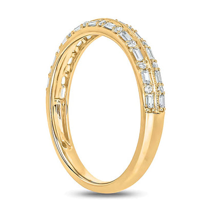 0.2 CT. TW Baguette Diamond Double Row Vintage-Style Band in 10K Gold