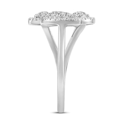 0.5 CT. TW Multi-Diamond Geometric Shapes Open Shank Ring in 10K White Gold