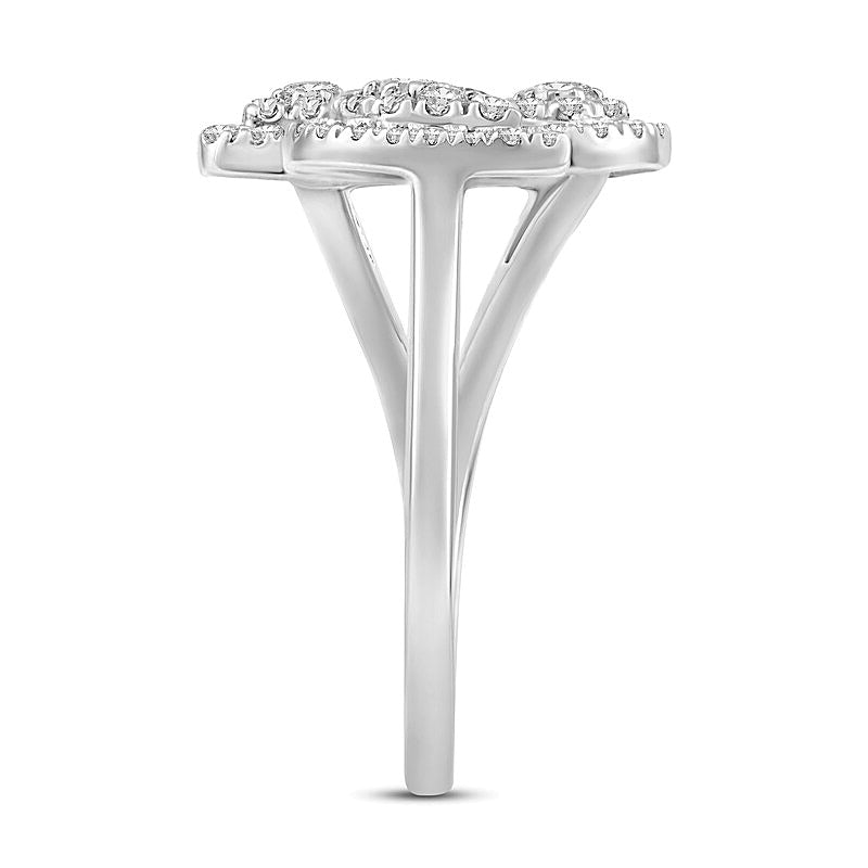 0.5 CT. TW Multi-Diamond Geometric Shapes Open Shank Ring in 10K White Gold