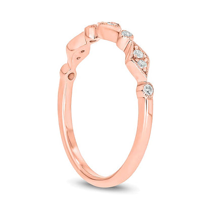 0.1 CT. TW Multi-Diamond Station Art Deco Stackable Band in 10K Rose Gold