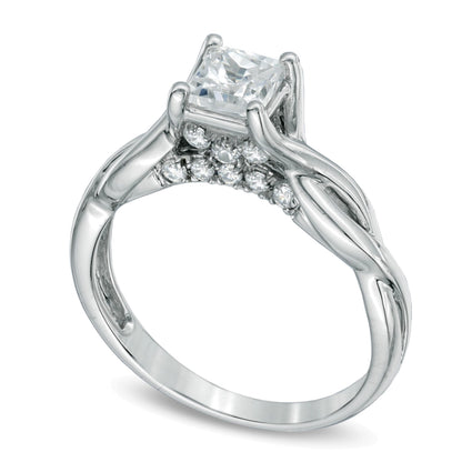 1.0 CT. TW Princess-Cut Diamond Twist Shank Engagement Ring in 14K White Gold (J/I3)