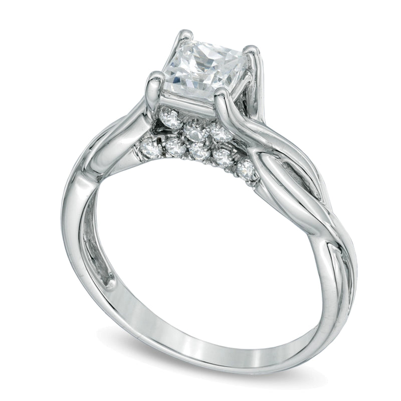 1.0 CT. TW Princess-Cut Diamond Twist Shank Engagement Ring in 14K White Gold (J/I3)