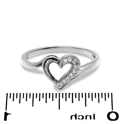 0.05 CT. TW Diamond Heart Outline Ring in 10K White Gold