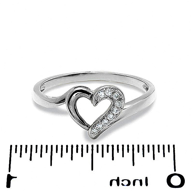 0.05 CT. TW Diamond Heart Outline Ring in 10K White Gold