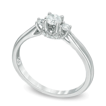 0.25 CT. TW Diamond Three Stone Engagement Ring in 10K White Gold