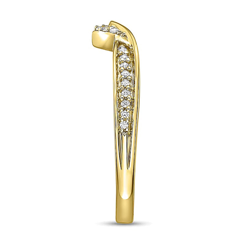 0.1 CT. TW Diamond Wave Contour Band in 10K Gold
