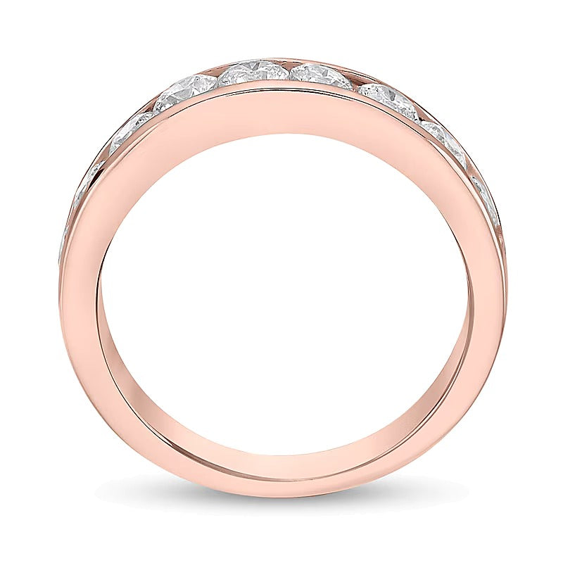 1.25 CT. TW Diamond Channel Nine Stone Band in 10K Rose Gold (I/I2)
