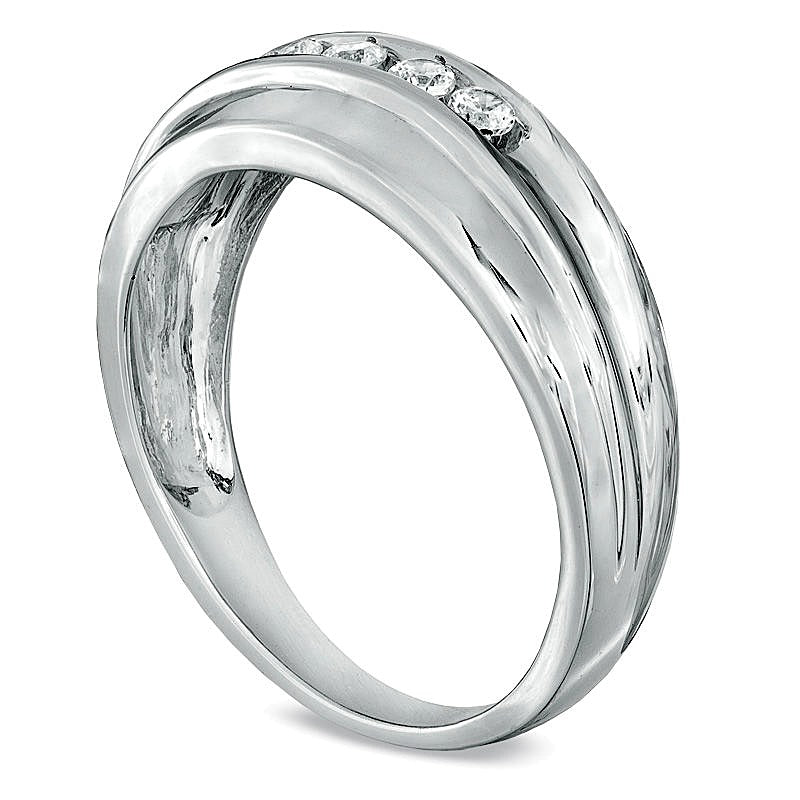 0.25 CT. TW Diamond Five Stone Wedding Band in 10K White Gold
