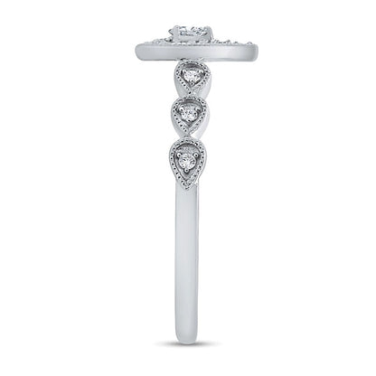 0.2 CT. TW Pear Multi-Diamond Art Deco Vintage-Style Ring in 10K White Gold