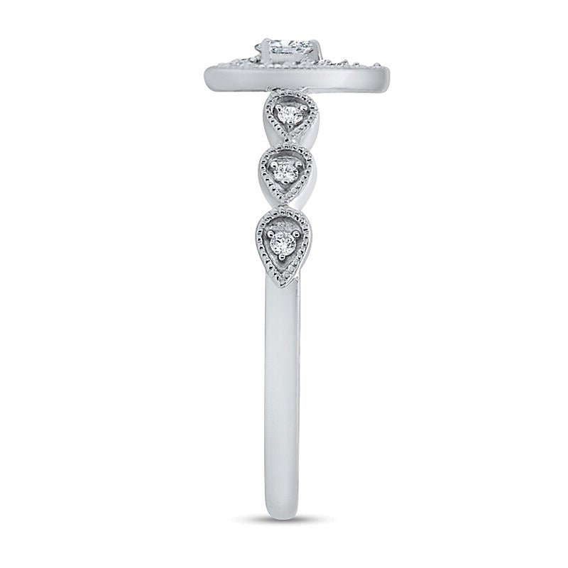 0.2 CT. TW Pear Multi-Diamond Art Deco Vintage-Style Ring in 10K White Gold