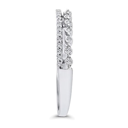 0.17 CT. TW Diamond Edge Split Double Row Ring in 10K White Gold