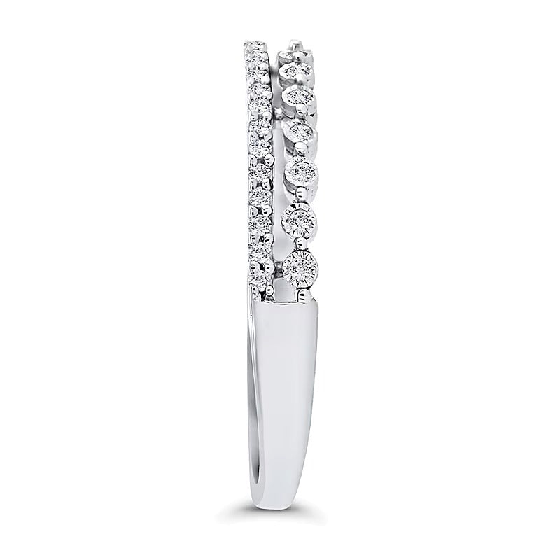 0.17 CT. TW Diamond Edge Split Double Row Ring in 10K White Gold