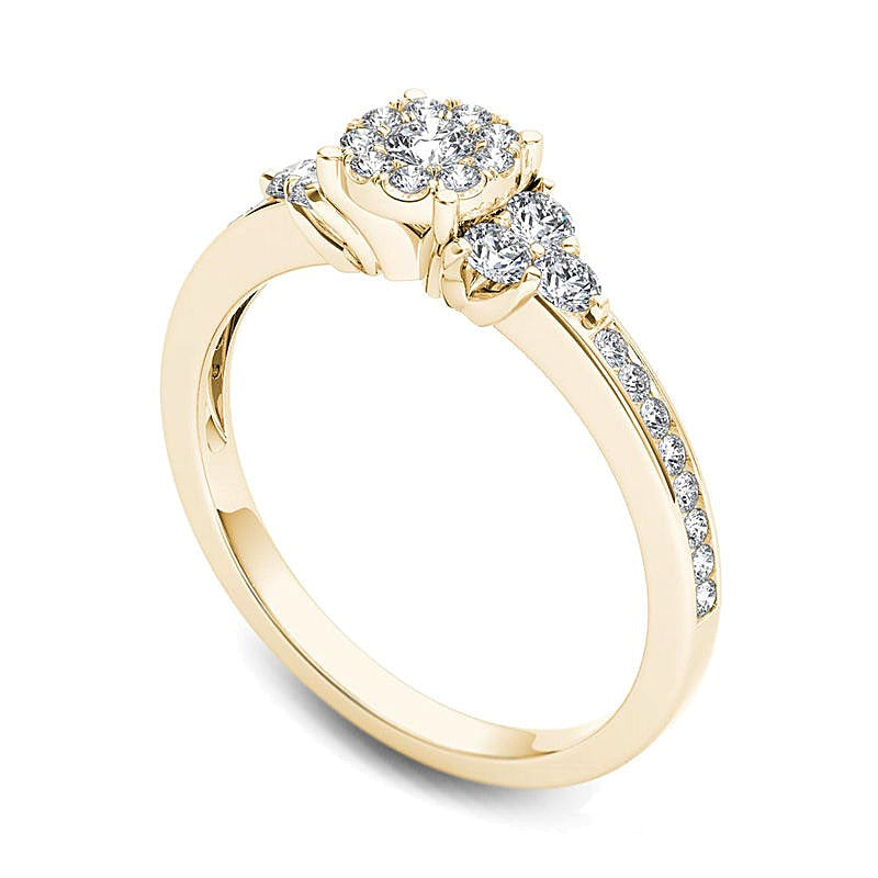 0.5 CT. TW Composite Diamond Tri-Sides Engagement Ring in 14K Gold