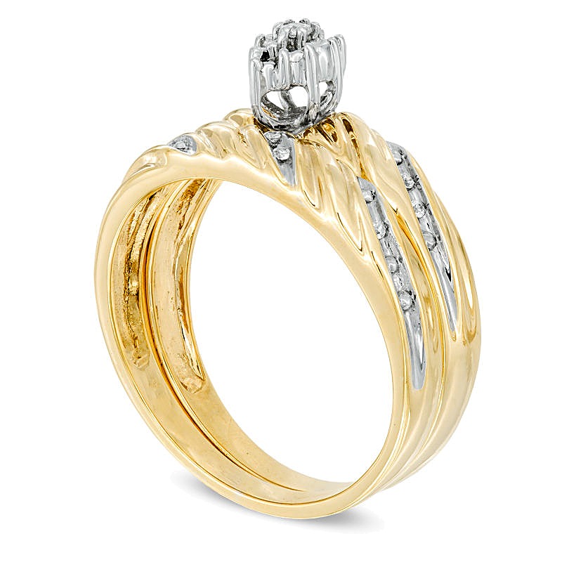Marquise Composite Diamond Accent Beaded Bridal Set in 10K Gold