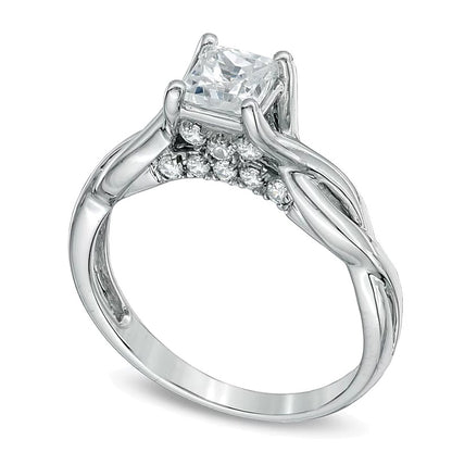 1.0 CT. TW Princess-Cut Diamond Twist Shank Engagement Ring in 14K White Gold (J/I3)