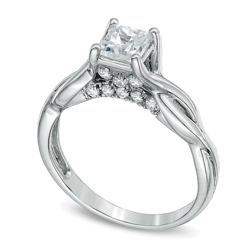 1.0 CT. TW Princess-Cut Diamond Twist Shank Engagement Ring in 14K White Gold (J/I3)