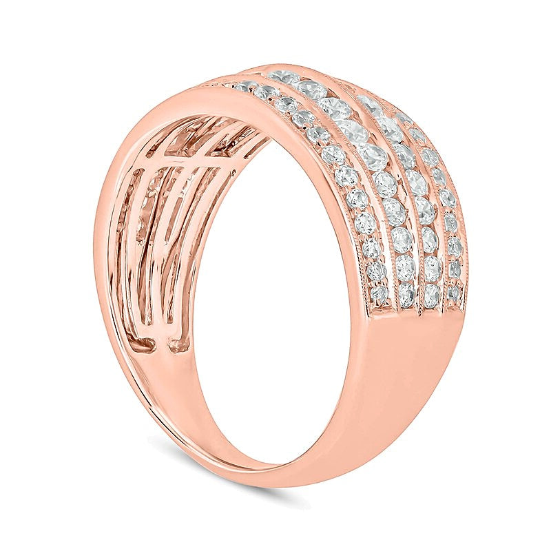 1.0 CT. TW Diamond Multi-Row Vintage-Style Band in 10K Rose Gold