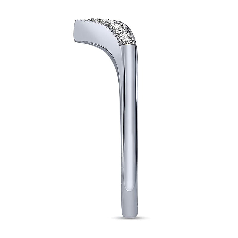 0.1 CT. TW Diamond Chevron Contour Band in 10K White Gold
