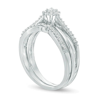 0.25 CT. TW Diamond Split Shank Bridal Set in 10K White Gold