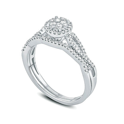 0.33 CT. TW Composite Diamond Frame Twist Bridal Set in 10K White Gold