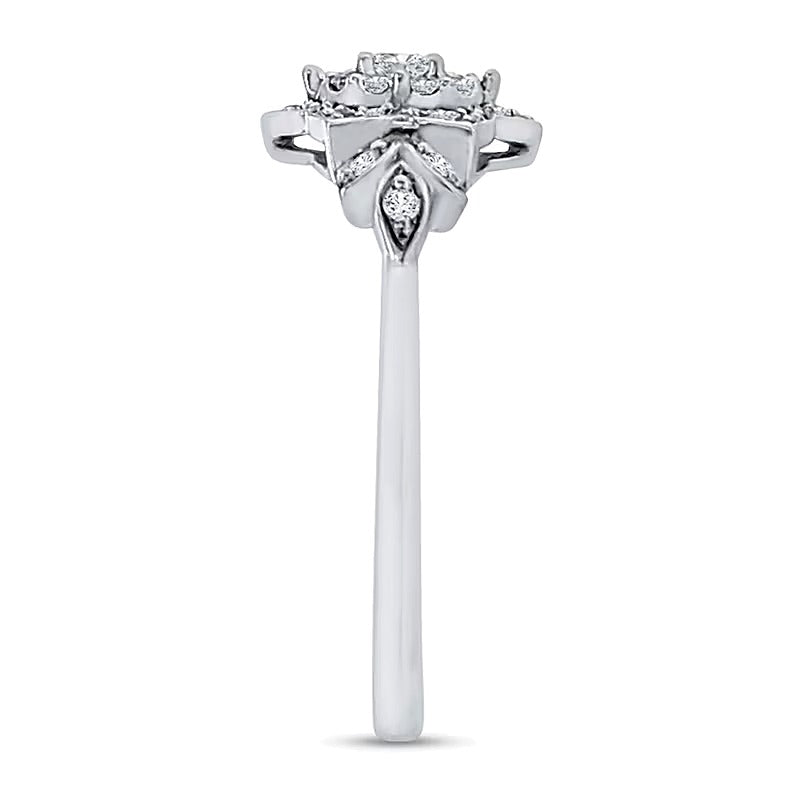 0.25 CT. TW Diamond Lotus Flower Ring in 10K White Gold