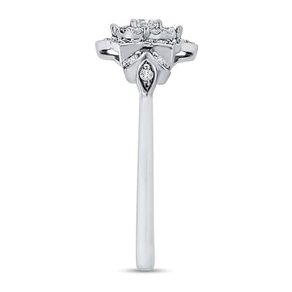 0.25 CT. TW Diamond Lotus Flower Ring in 10K White Gold