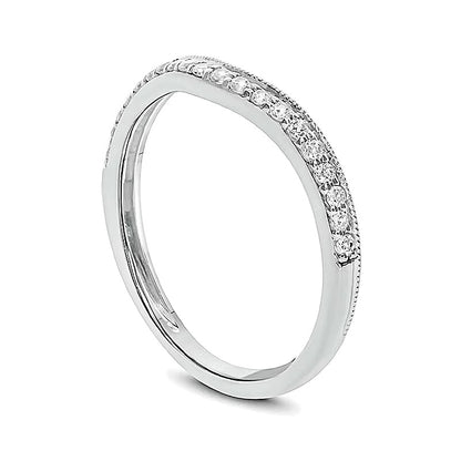 0.2 CT. TW Diamond Vintage-Style Contour Wedding Band in 10K White Gold