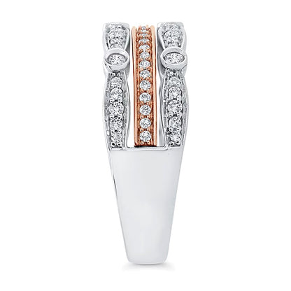 0.38 CT. TW Diamond Multi-Row Stacked Ring in 10K Two-Tone Gold