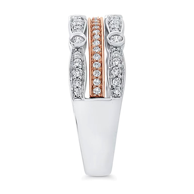 0.38 CT. TW Diamond Multi-Row Stacked Ring in 10K Two-Tone Gold