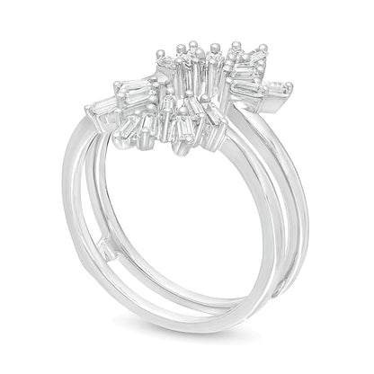 0.5 CT. TW Baguette Diamond Scatter Crown Solitaire Enhancer in 14K White Gold